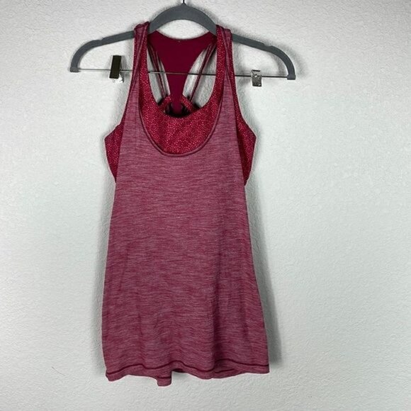 Lululemon Twist and Toil Athletic Sports Bra Tank Top Combo Maroon Red Sz 6 - Picture 5 of 10